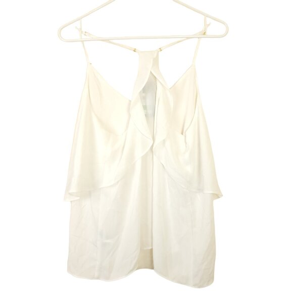 Guess Womens White L Ruffle Top Strap Sleeveless Pullover New with Tags Large - Picture 3 of 7